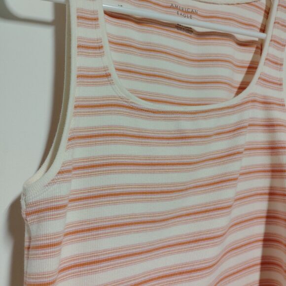AEO Striped Cotton Tank Top Size L Crop Pink  NWOT Casual Comfort - Picture 3 of 6